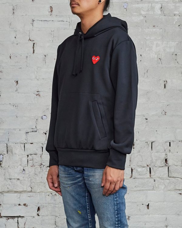 Comme des Garçons PLAY Red Heart Hooded Sweatshirt Black Hot on Sale