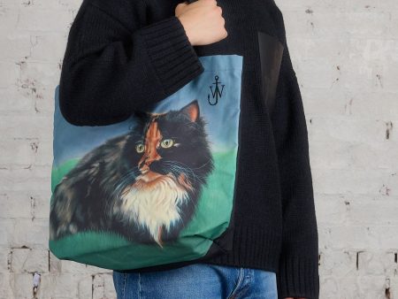 JW Anderson Canvas Cat Tote Bag Emerald Supply