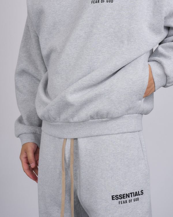 Fear of God Essentials Fleece Logo Crewneck Light Heather Grey Online Sale