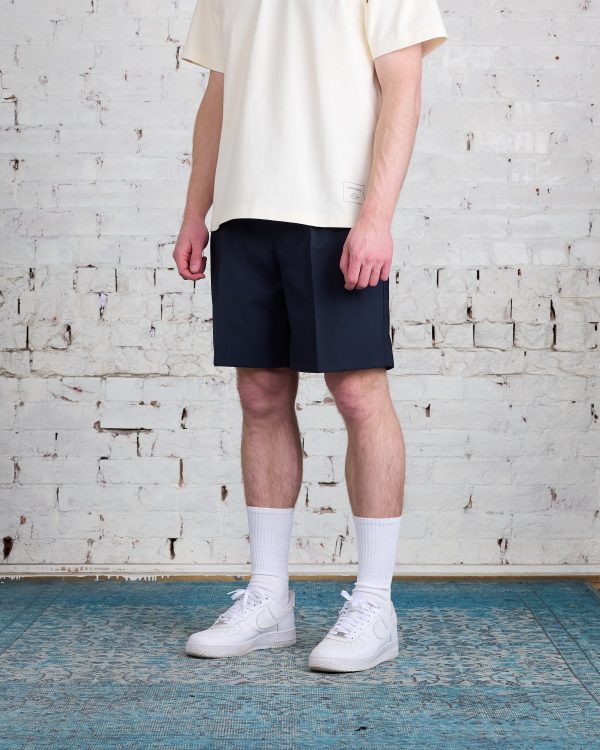 Norse Projects Benn Light Wool Pleated Short Dark Navy For Sale