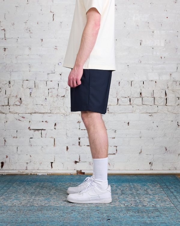 Norse Projects Benn Light Wool Pleated Short Dark Navy For Sale