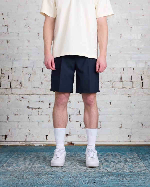 Norse Projects Benn Light Wool Pleated Short Dark Navy For Sale