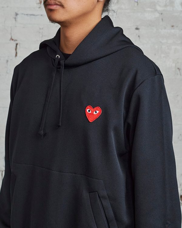 Comme des Garçons PLAY Red Heart Hooded Sweatshirt Black Hot on Sale