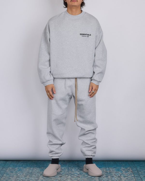 Fear of God Essentials Fleece Logo Crewneck Light Heather Grey Online Sale