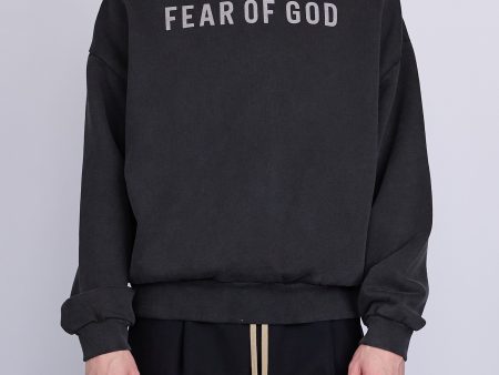 Fear of God Overlapped French Terry FOG Print Hoodie Black Grey Supply